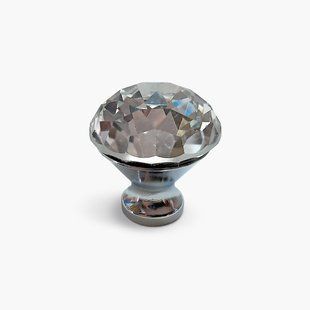 Ручка меблева кнопка Lotus з кристалом скляна для шафи, комода, тумби, хром Bravo  DFX-132-02 фото