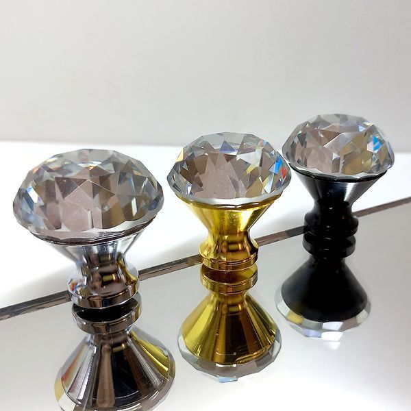 Ручка мебельная кнопка Lotus с кристаллом стеклянная для шкафа, комода, тумбы, хром Bravo  DFX-132-02 фото