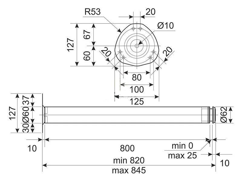 Нога мебельная черная h - 820mm d - 60мм 1732359334 фото