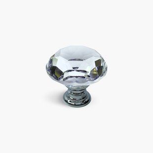 Меблева ручка-кнопка кришталева Violet d-31 мм хром Bravo  DFX-135-02 фото